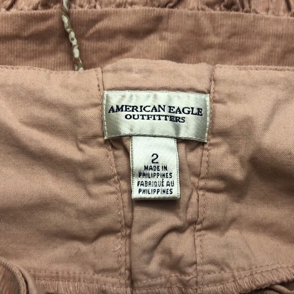 American Eagle Size 2 PINK Corduroy Flare Pleated Skirt w/Floral Lace Up On Back - Picture 3 of 6